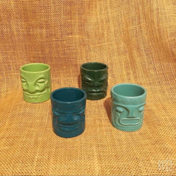 Accoutrements Other - TIKI Hawianna Bar Shot Glasses Set of 4 Ceramic